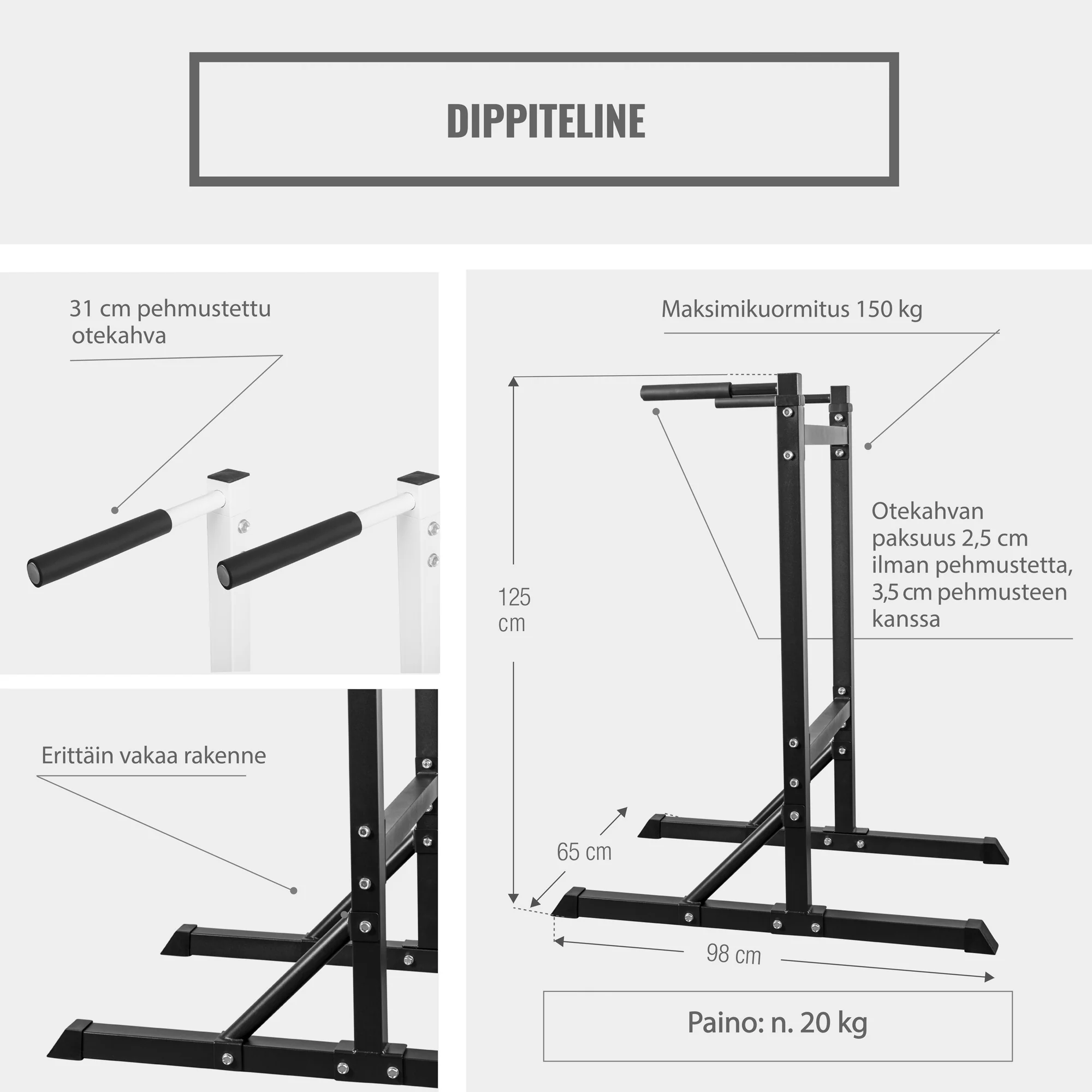 Dippiteline pehmustetuilla kahvoilla, valkoinen - Image 7